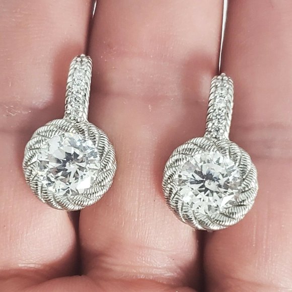 Judith Ripka Jewelry - Judith Ripka Sterling Silver CZ Earrings Drop Pave